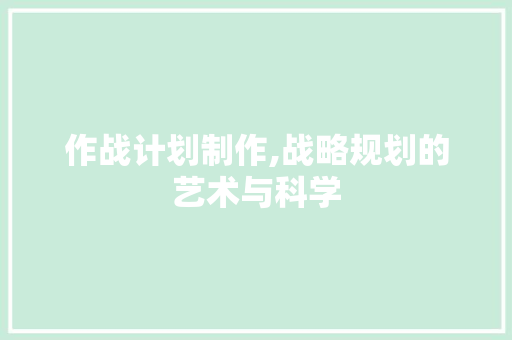 作战计划制作,战略规划的艺术与科学