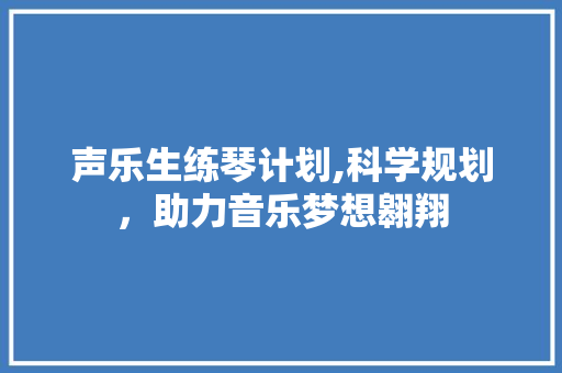 声乐生练琴计划,科学规划，助力音乐梦想翱翔