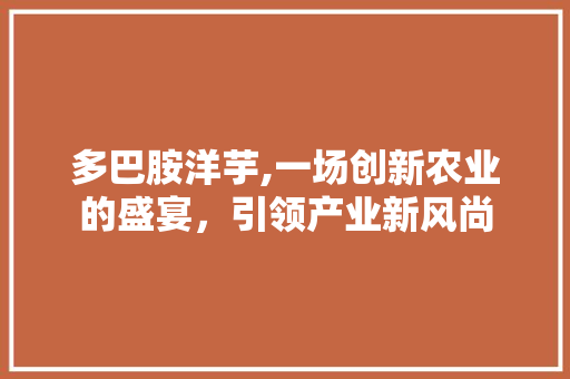多巴胺洋芋,一场创新农业的盛宴，引领产业新风尚