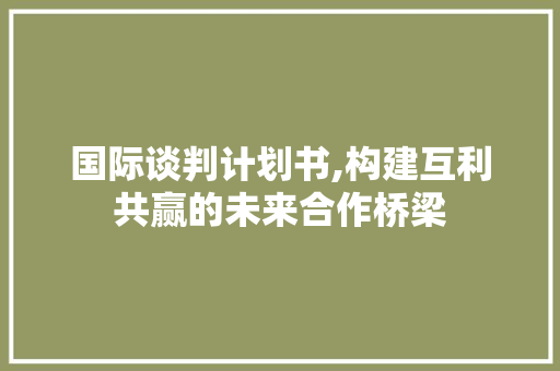 国际谈判计划书,构建互利共赢的未来合作桥梁