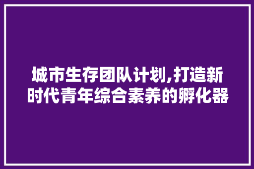城市生存团队计划,打造新时代青年综合素养的孵化器