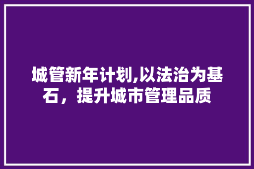 城管新年计划,以法治为基石，提升城市管理品质