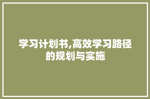学习计划书,高效学习路径的规划与实施