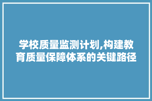 学校质量监测计划,构建教育质量保障体系的关键路径