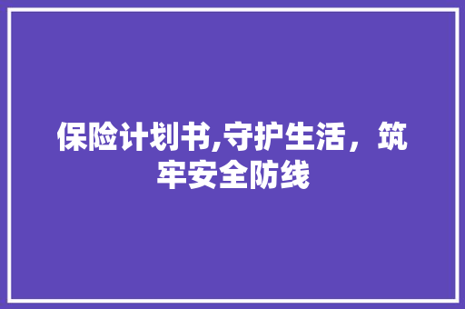 保险计划书,守护生活，筑牢安全防线