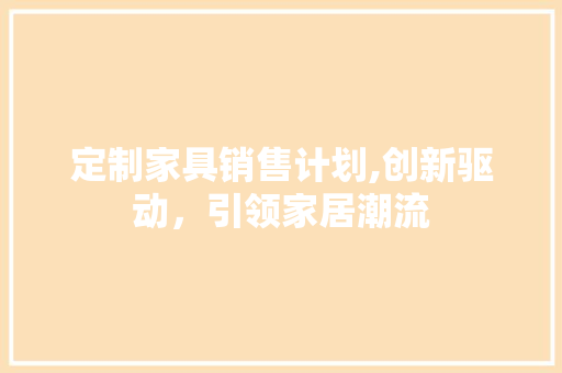 定制家具销售计划,创新驱动，引领家居潮流