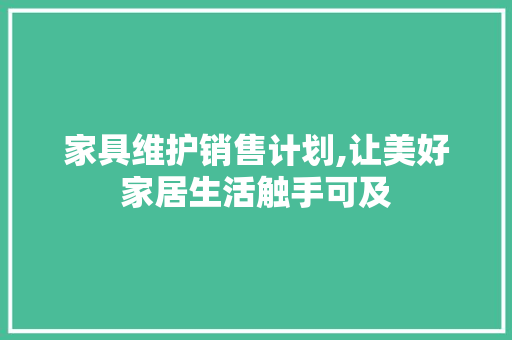 家具维护销售计划,让美好家居生活触手可及