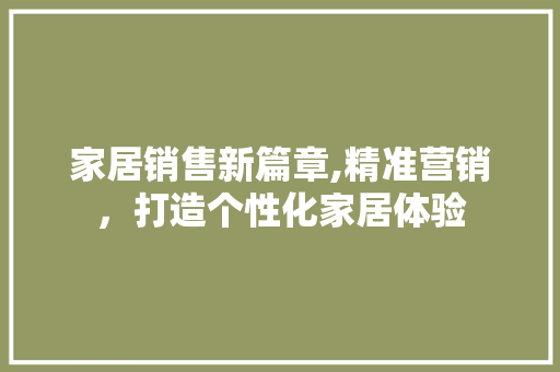 家居销售新篇章,精准营销，打造个性化家居体验