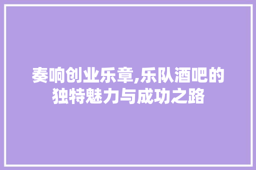 奏响创业乐章,乐队酒吧的独特魅力与成功之路