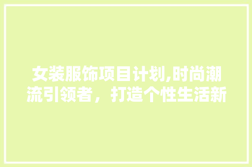 女装服饰项目计划,时尚潮流引领者，打造个性生活新风尚