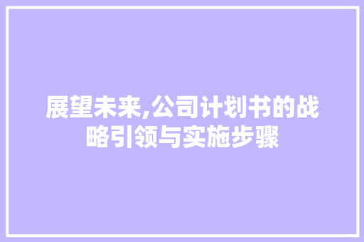 展望未来,公司计划书的战略引领与实施步骤