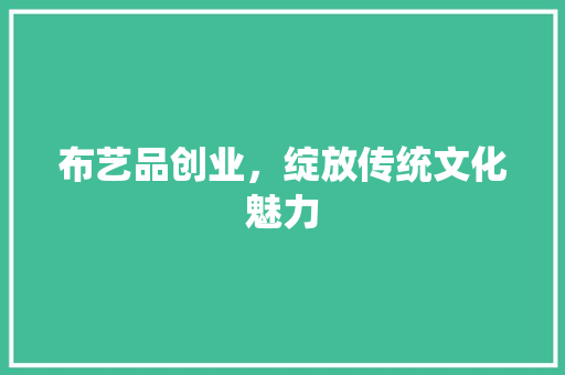 布艺品创业，绽放传统文化魅力