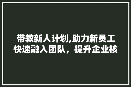 带教新人计划,助力新员工快速融入团队，提升企业核心竞争力