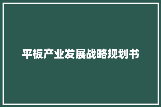 平板产业发展战略规划书