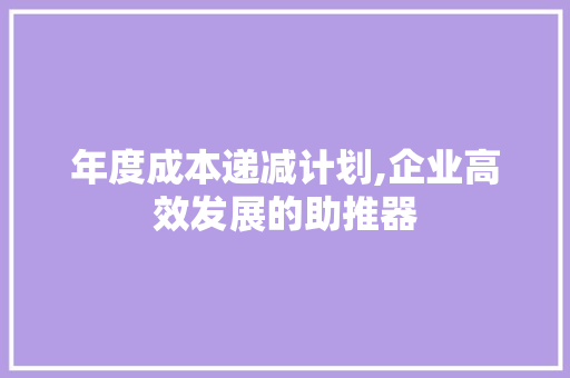年度成本递减计划,企业高效发展的助推器