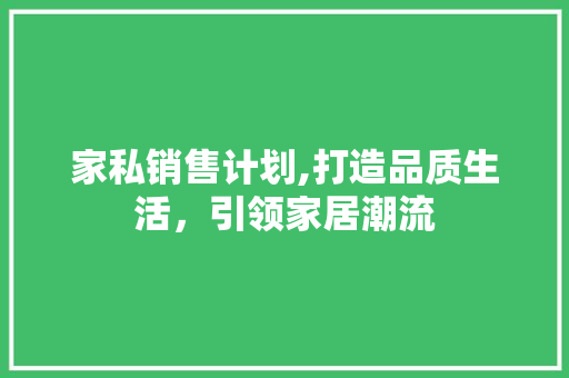 家私销售计划,打造品质生活，引领家居潮流