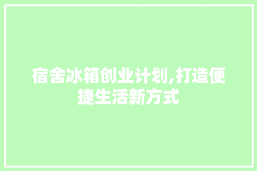 宿舍冰箱创业计划,打造便捷生活新方式
