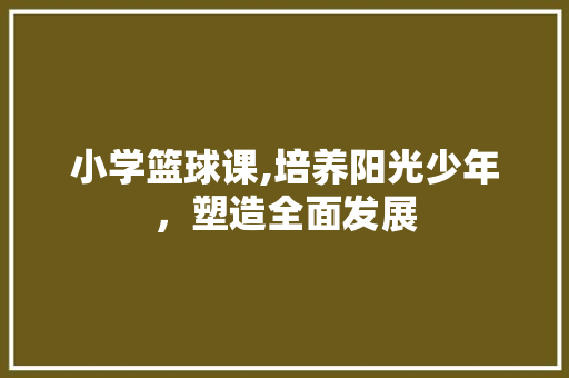 小学篮球课,培养阳光少年，塑造全面发展
