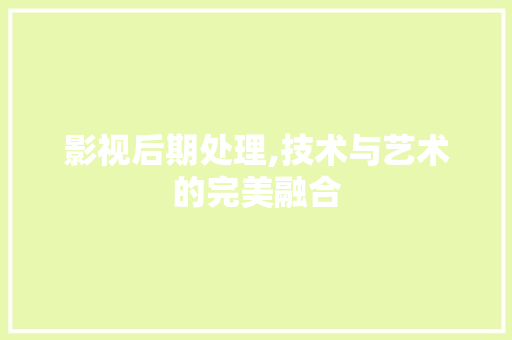 影视后期处理,技术与艺术的完美融合