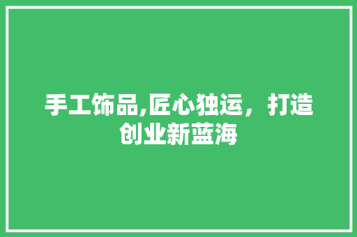 手工饰品,匠心独运，打造创业新蓝海