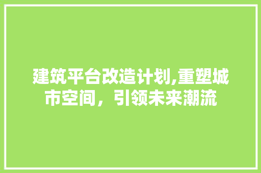 建筑平台改造计划,重塑城市空间，引领未来潮流