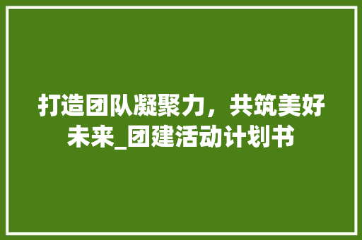 打造团队凝聚力，共筑美好未来_团建活动计划书