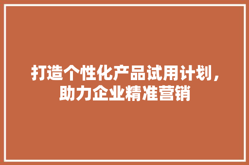 打造个性化产品试用计划，助力企业精准营销