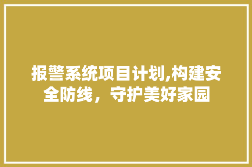 报警系统项目计划,构建安全防线，守护美好家园