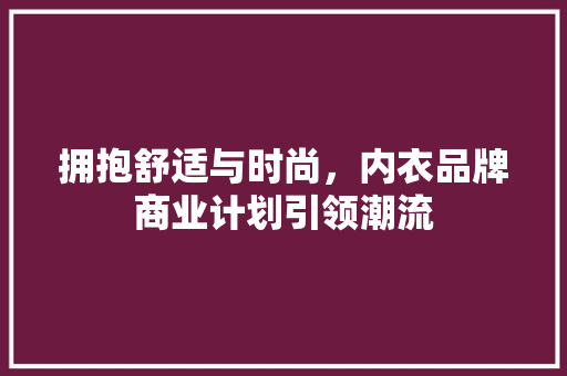拥抱舒适与时尚，内衣品牌商业计划引领潮流