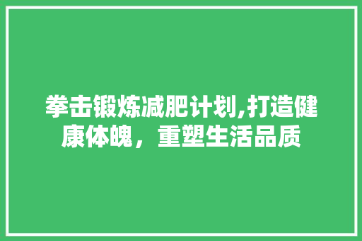 拳击锻炼减肥计划,打造健康体魄,重塑生活品质 工作报告 拳击锻炼减肥计划,打造健康体魄,重塑生活品质 工作报告