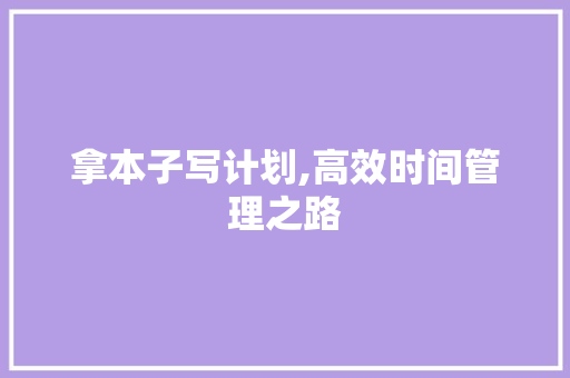拿本子写计划,高效时间管理之路