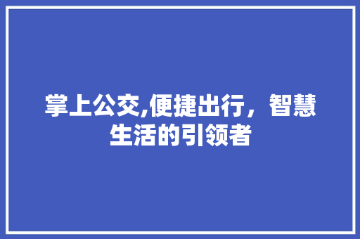 掌上公交,便捷出行，智慧生活的引领者