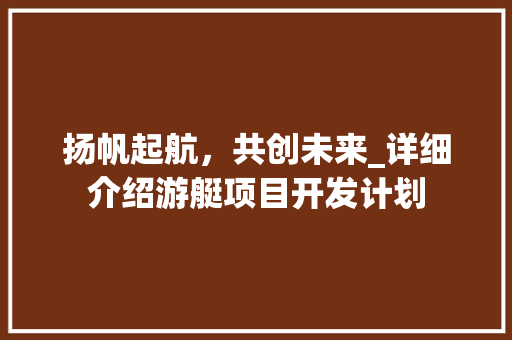 扬帆起航，共创未来_详细介绍游艇项目开发计划