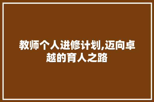 教师个人进修计划,迈向卓越的育人之路
