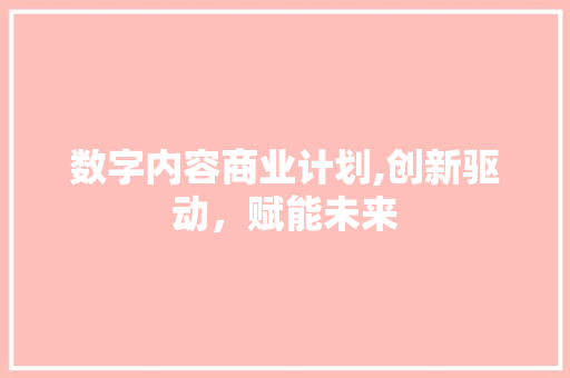 数字内容商业计划,创新驱动，赋能未来
