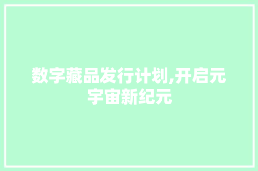 数字藏品发行计划,开启元宇宙新纪元 工作总结