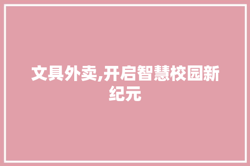 文具外卖,开启智慧校园新纪元 工作总结