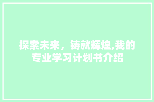 探索未来，铸就辉煌,我的专业学习计划书介绍