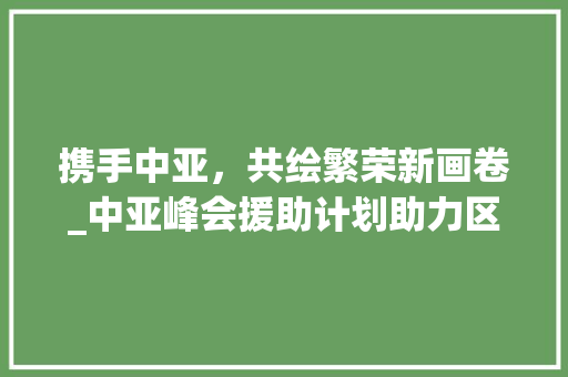 携手中亚，共绘繁荣新画卷_中亚峰会援助计划助力区域发展