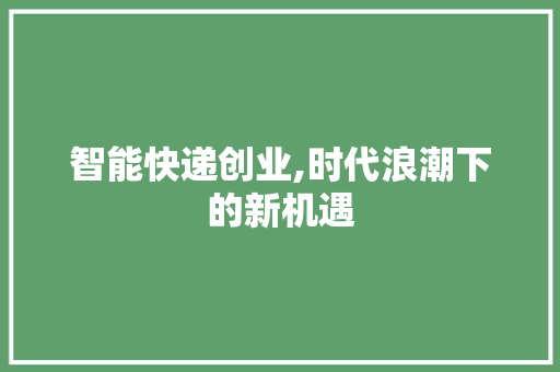 智能快递创业,时代浪潮下的新机遇