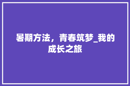 暑期方法，青春筑梦_我的成长之旅