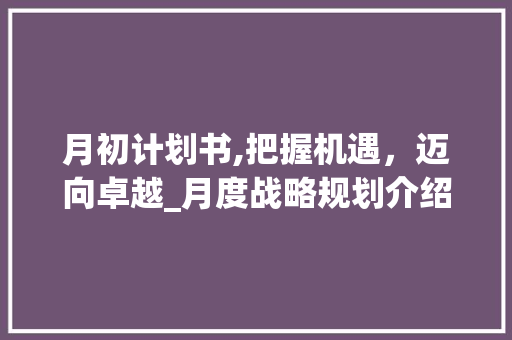 月初计划书,把握机遇，迈向卓越_月度战略规划介绍