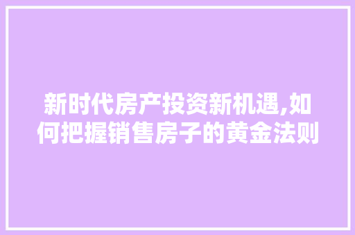 新时代房产投资新机遇,如何把握销售房子的黄金法则