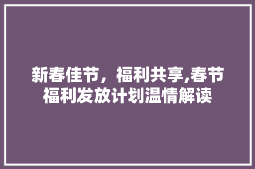 新春佳节，福利共享,春节福利发放计划温情解读