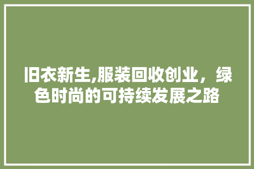 旧衣新生,服装回收创业，绿色时尚的可持续发展之路