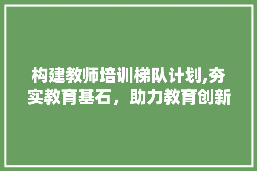 构建教师培训梯队计划,夯实教育基石，助力教育创新