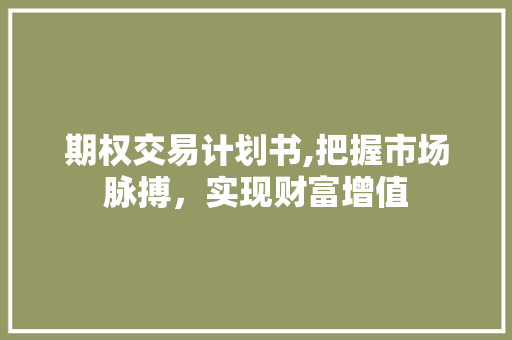 期权交易计划书,把握市场脉搏，实现财富增值