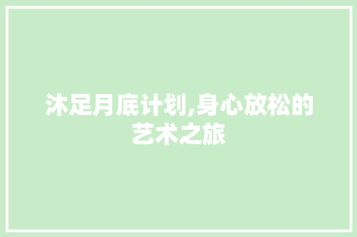沐足月底计划,身心放松的艺术之旅