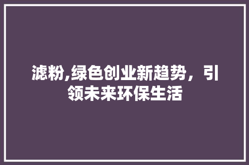 滤粉,绿色创业新趋势，引领未来环保生活