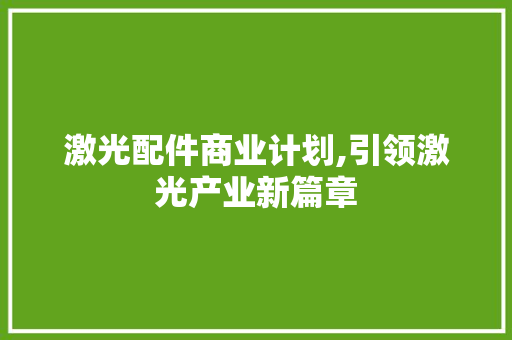 激光配件商业计划,引领激光产业新篇章